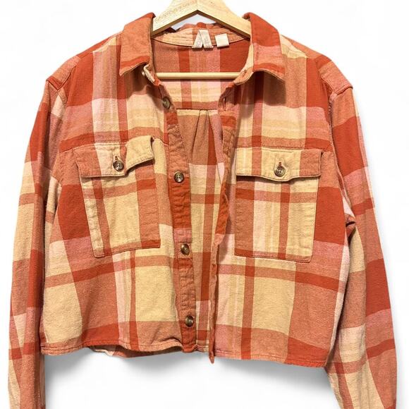 Roxy both ways orange plaid shacket - Picture 1 of 3